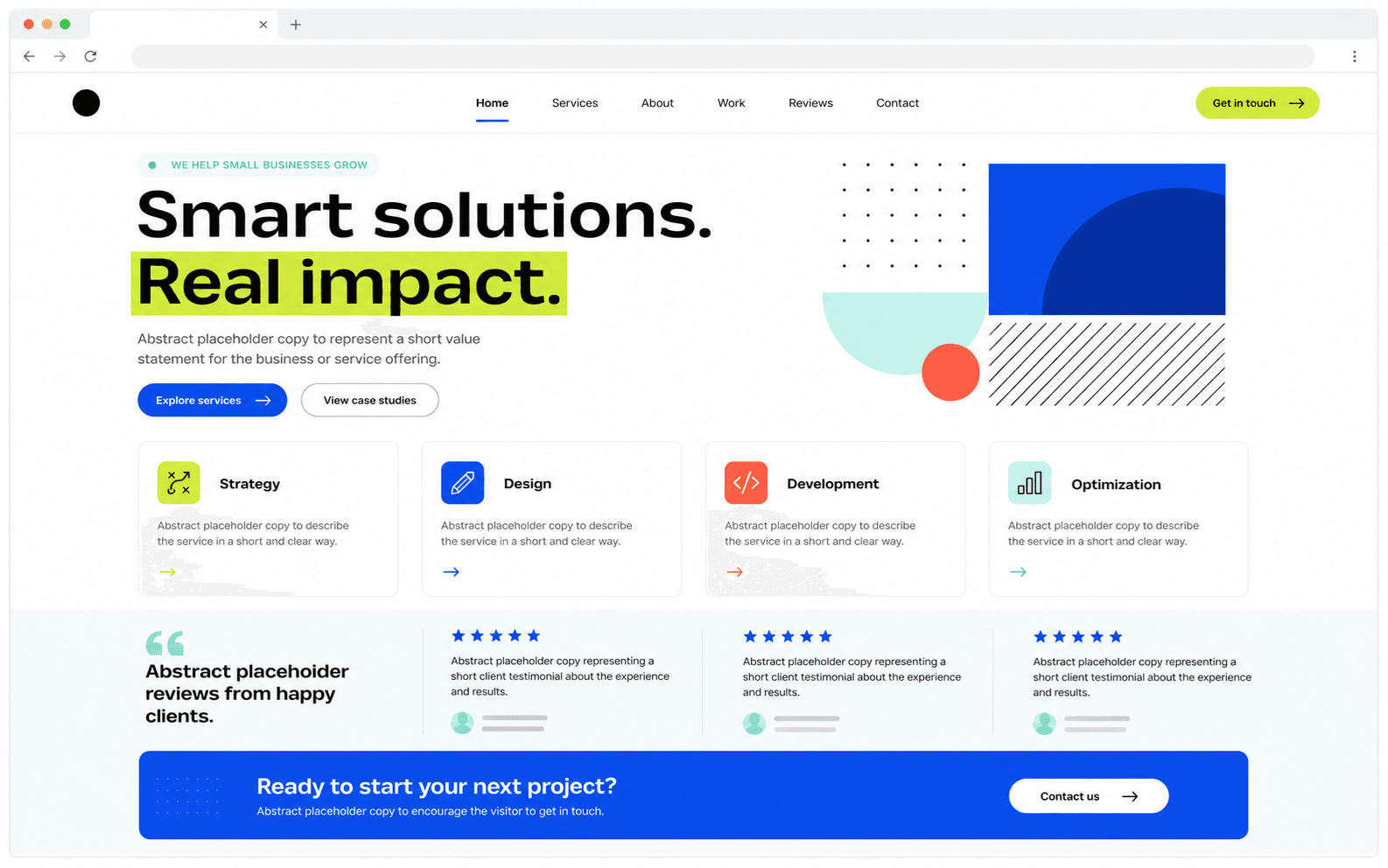 Representative landing page website screen